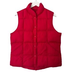 Lands' End Womens‎ Red Puffer Vest Goose Down Lightweight Sleeveless Jacket